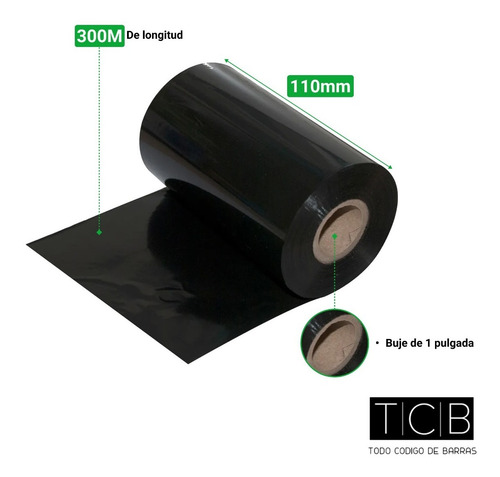 Ribbon Impresora Termica De Etiquetas 110x300 Resina Negro