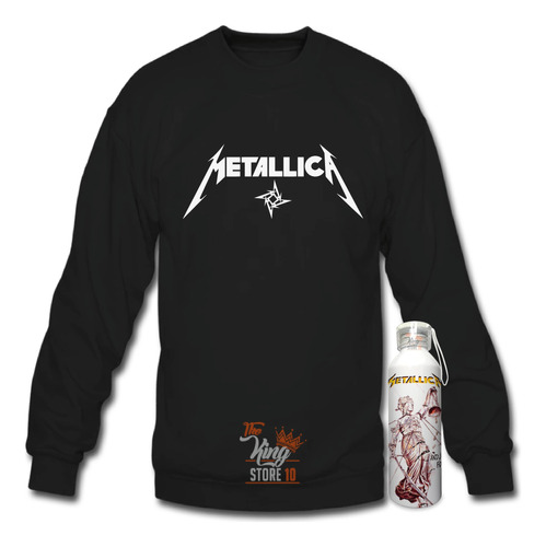 Poleron Polo + Botella, Metallica, Banda Metal, Thrash Metal, Rock, Musica, Xxl