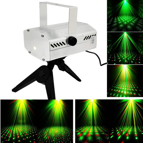 Laser Projetor Prata Holográfico Led Strobo Pisca