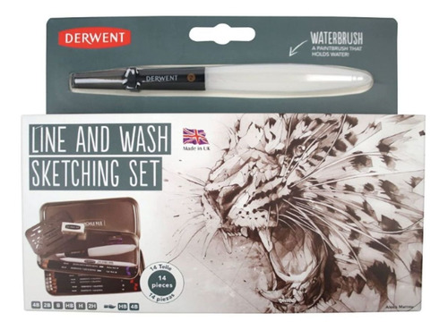 Set De Dibujo Lápiz Line & Wash Sketching Derwent 14 Piezas Color Grafito