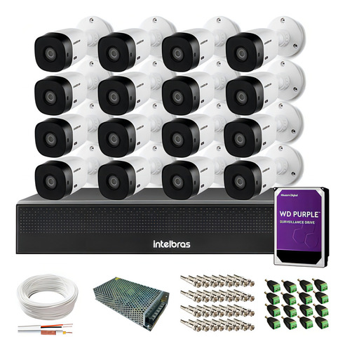 Kit Camera De Segurança Intelbras Full Hd 16 Câm 1080p C/ Hd
