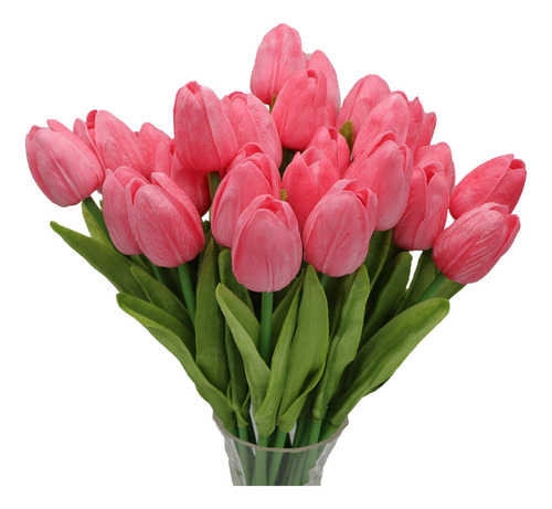 Crafare 27 Tulipane Artificial Rosa Tacto Real Para Ramo San