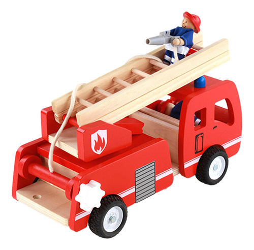 Brinquedo De Madeira Do Caminhão De Bombeiros, Fingir Jogar