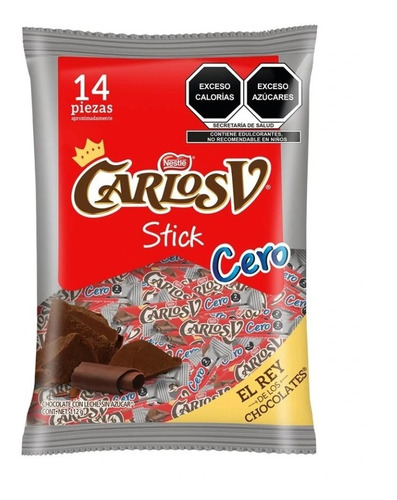 Carlos V  Stick Cero Chocolate Sin Azucar 14pz 112gr