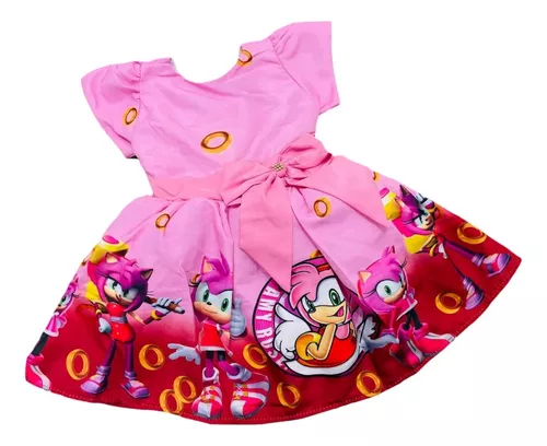 Vestido Sonic Amy Rose Menina Infantil Tematico