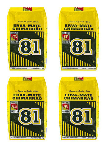 Kit 4 Erva Mate 81 Para Chimarrão Grossa 1kg Premium