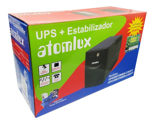 Imagen 4 de 5 de Estabilizador Ups Atomlux 500 Soft Tower 500va Pc