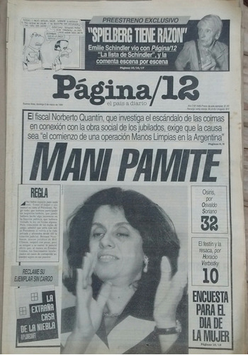 Diario Página 12 06/03/1994 Unidas Y Dominadas / Rol Mujeres