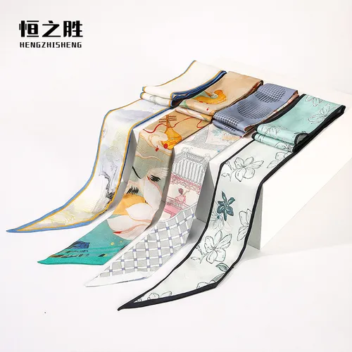 Silk Scarf Hair Band Tie Bag Ribbon Decorative Long Scarf6