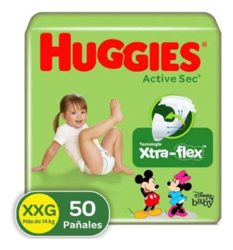 Pañal Huggies Active 5/xxg X50u - Unidad a $1518