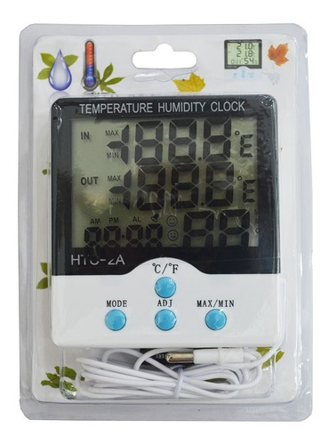 Imagen 3 de 7 de Reloj Higrometro Humedad Termometro Temperatura Htc-2 Sonda