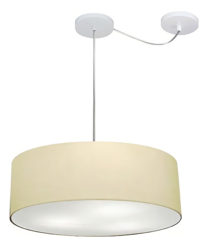 Pendente Cilíndrico Com Desvio Vivare Md-4222 Cúpula 45x15cm Estrutura Algodão Crú 127/220V
