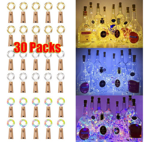 30packs 2m 20led Botella De Vino Luces Con Corcho 3colors