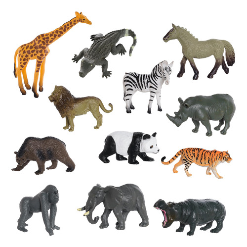 12 Piezas De Mini Figuras De Animales De Safari, Figuras De 