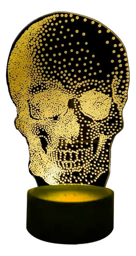 Lampara 3d Calavera Base Negra + Control Remoto + Pilas