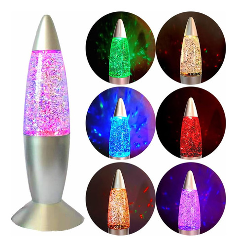 Lámpara De Lava Led Con Purpurina, Colores Cambiantes