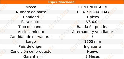 Banda 1705 Mm Acc C5000 V8 6.0l 90/91 Continental Vent, Alt