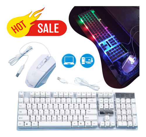 Kit Teclado Mouse Gamer Luz Rgb Iluminado Led Usb Alambrico