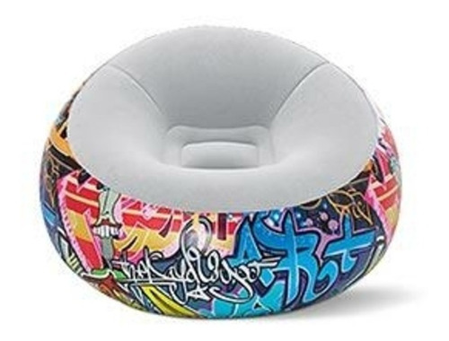 Sillón Ilable Graffiti Puff Marca Bestway Cómodo Color Gris