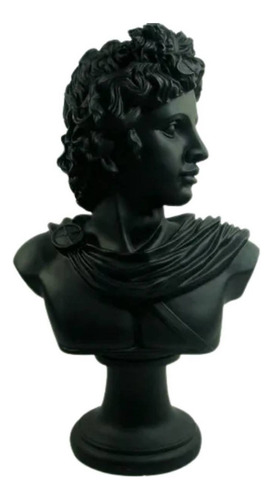 Escultura Busto Romano Decorativo Resina Preta