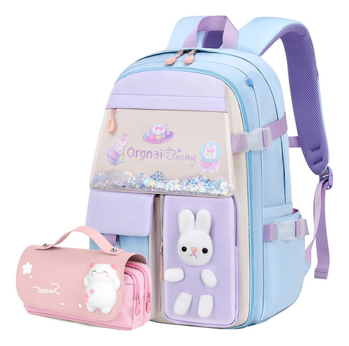 Mochila Kawai Con Forma De Conejo Con Bolsa Para Bolígrafos,