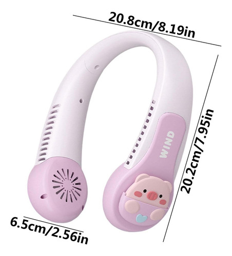 Ventilador Para Cuello Portátil Recargable 3 Velocidades Morado