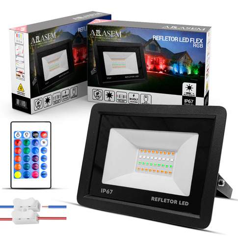 Kit 2 Holofotes Super Led Refletor 100w 127/220V Cor Da Luz Rgb Colorido À Prova D'água Ip67