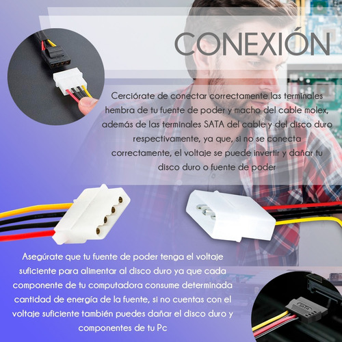 Cable Adaptador Ide Molex A Disco Duro Sata