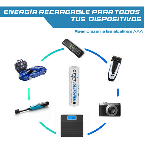 4 Pilas Aaa Triple A Recargables Vollpower 1100mah En Cajita