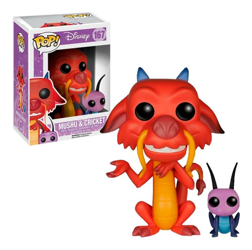 Funko Pop Mulan Dragão Mushu E Cricket #167 Original