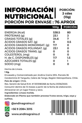 Harinas De Almendra + Coco + Linaza 3 Kg Andina Grains