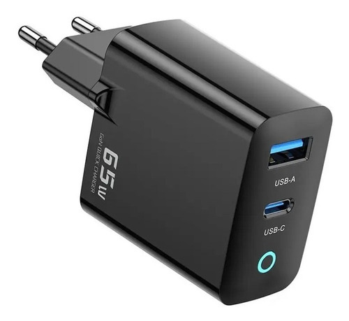 Carregador Toocki Gan 65w 2 Portas Usb-a E Usb-c Portátil