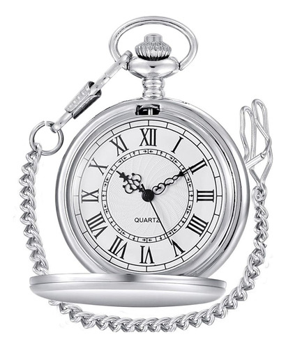 Reloj De Bolsillo Smooth Alloy Steel Quartz Roman Con Cadena Color