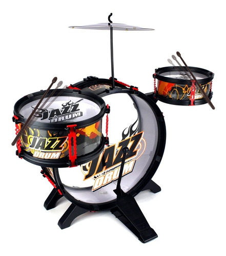 Imagen 2 de 5 de Set Bateria Musical 3 Tambores Jazz Drum Juguete Bestoys