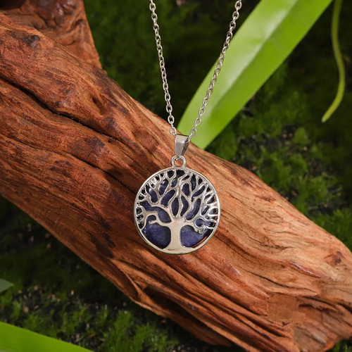 Collar Lapislázuli Arbol De La Vida Raices Cadena Plata 925