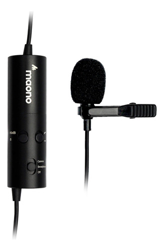 Micrófono de solapa recargable Au-100r Maono - Condensador, color negro