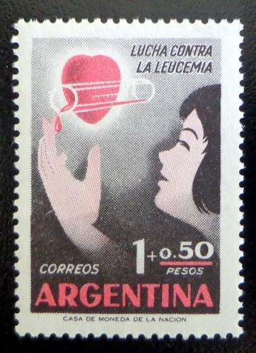 Argentina, Sello Gj 1115 Lucha Leucemia 1958 Mint L9303