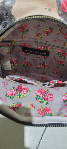 Mochila Betsy Johnson Rosa Claro Estampada (Usado)