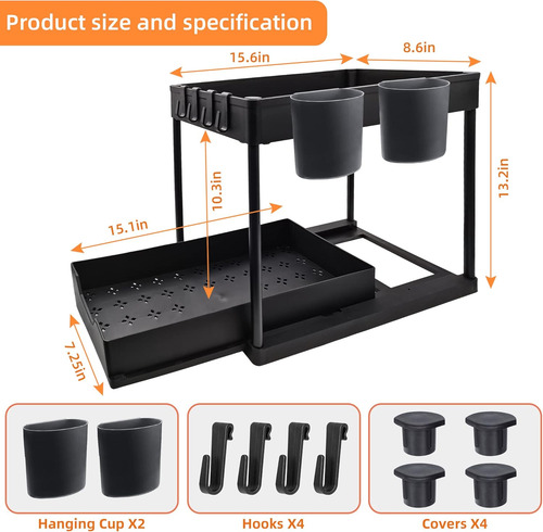 2 Pzs 2 Niveles Organizador Multifuncional Baño Cocina