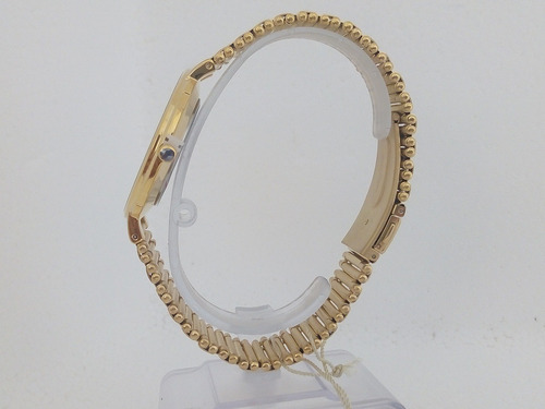 Relógio Vip Quartz Masculino Dourado Slim Banhado A Ouro