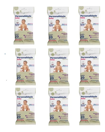 9 Toalhas Umedecidas De Bolsa Personalidade Baby Pockek 20un