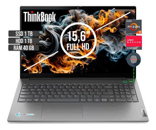 Lenovo Thinbook Amd Ryzen 3 5300u Ssd 1tb + Hdd1tb Ram 40gb