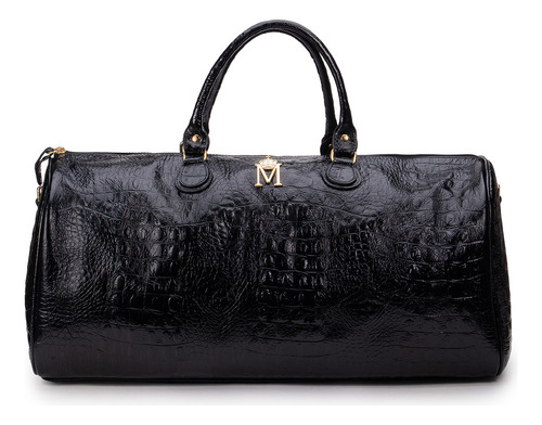 Kit De Mala De Viagem Com Necessaire Em Couro Croco Roberta
