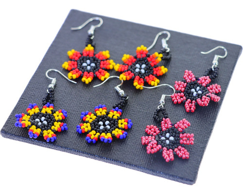 Pack 30 Par Aretes Colgantes De Flor Artesanal Mayoreo