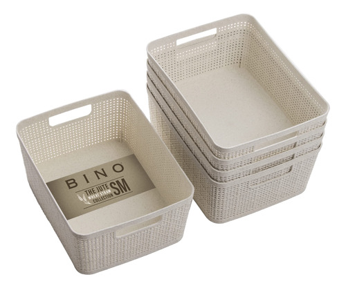 Bino | Cesta De Plastico Tejida | Pequeno (natural), Paquete