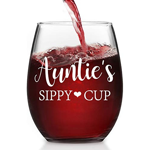 Auntie's Sippy Cup Copa De Vino, Aunt Stemless Wine Glass 15