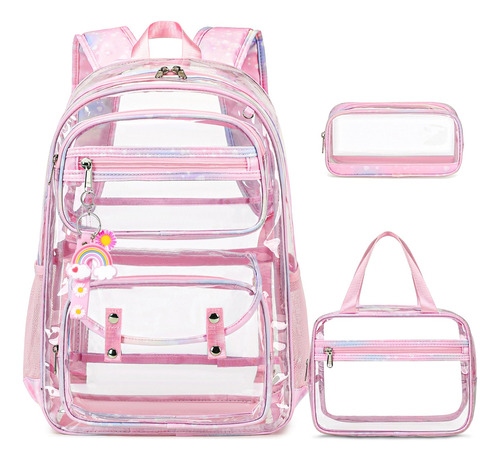 Acesak Clear Mackpack For Girls - 3 Pcs Heart Clear Mackpack