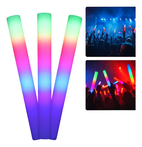 Kit 15 Bastão De Led Espuma 47cm Neon Casamentos Festas Rave