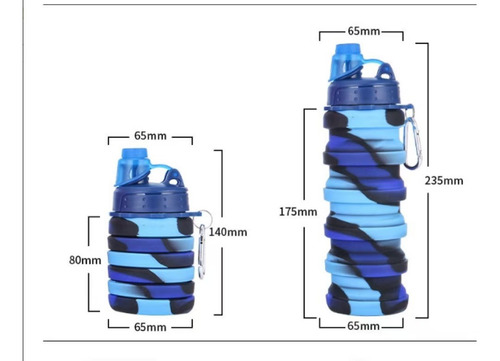 2pzs Botella Agua Plegable Silicona Deportiva Portatil 500ml