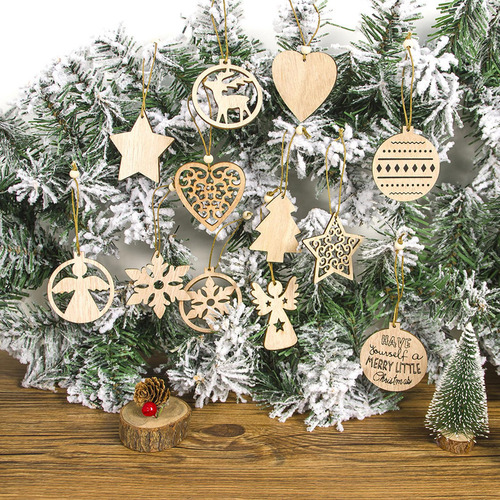 5 Colgante Hueco De Madera Para Árbol De Navidad, 10 Ángel